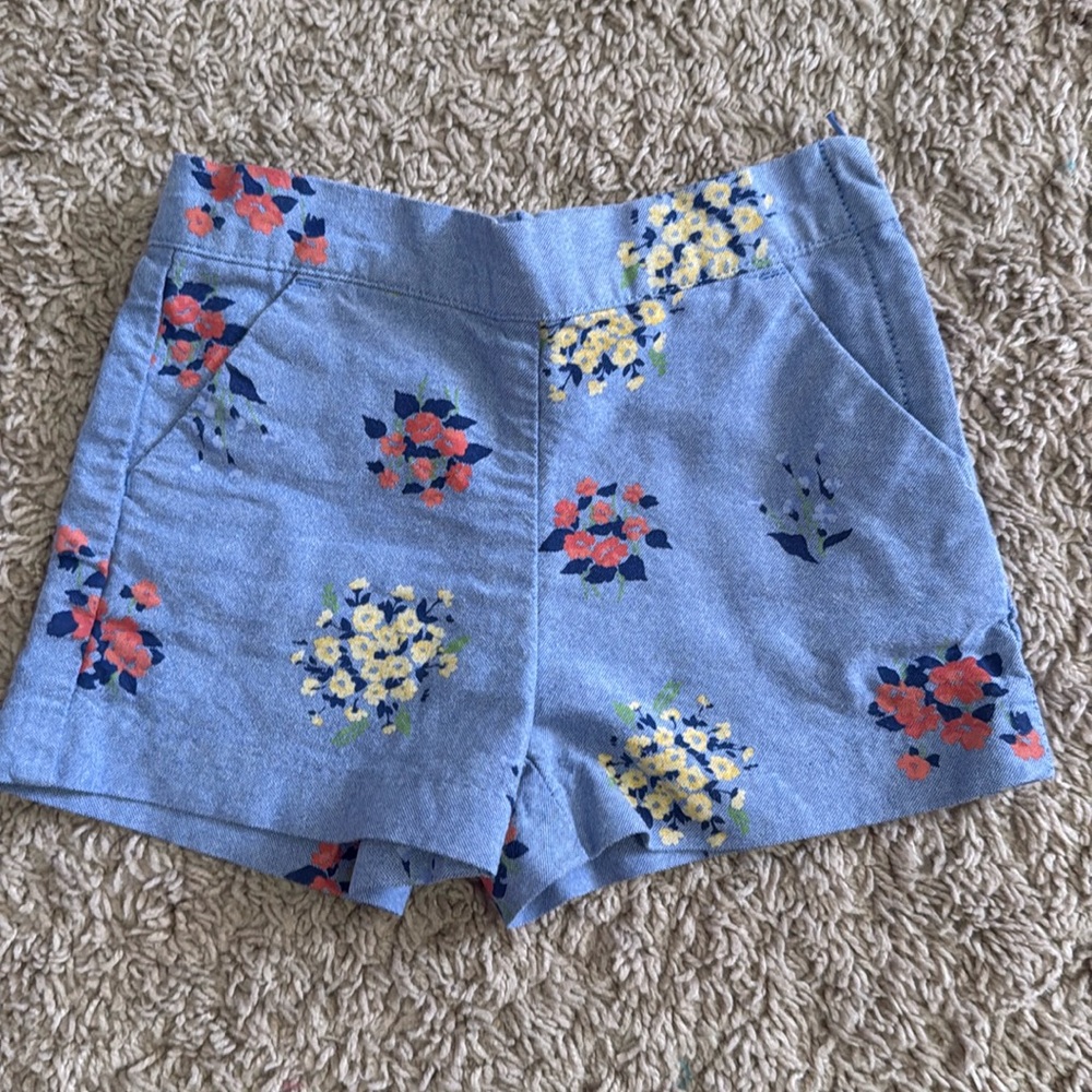Janie and Jack Toddler Girl Floral Blue Shorts (2T)